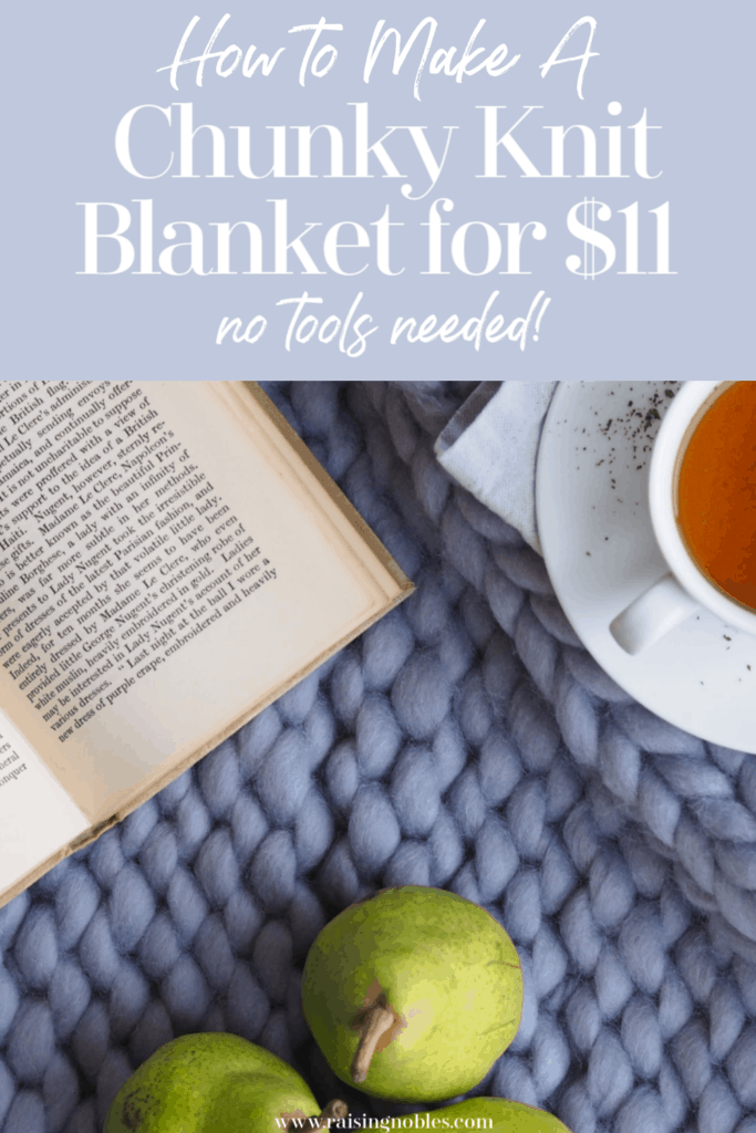 DIY Chunky knit blanket with cup of tea