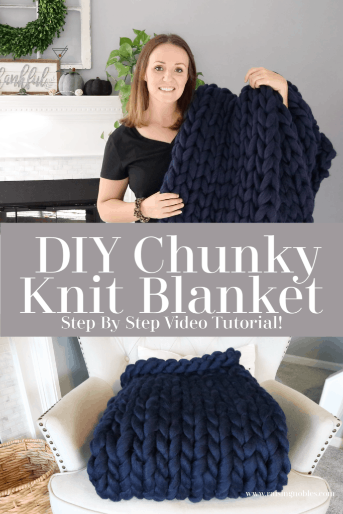 🧶 DIY Easy Chunky Knit Blanket, How to make a Chunky Blanket with hands