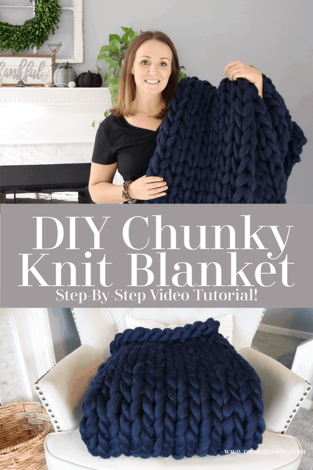 DIY Chunky Knit Blanket - How To Make A Chunky Knit Blanket - Raising ...
