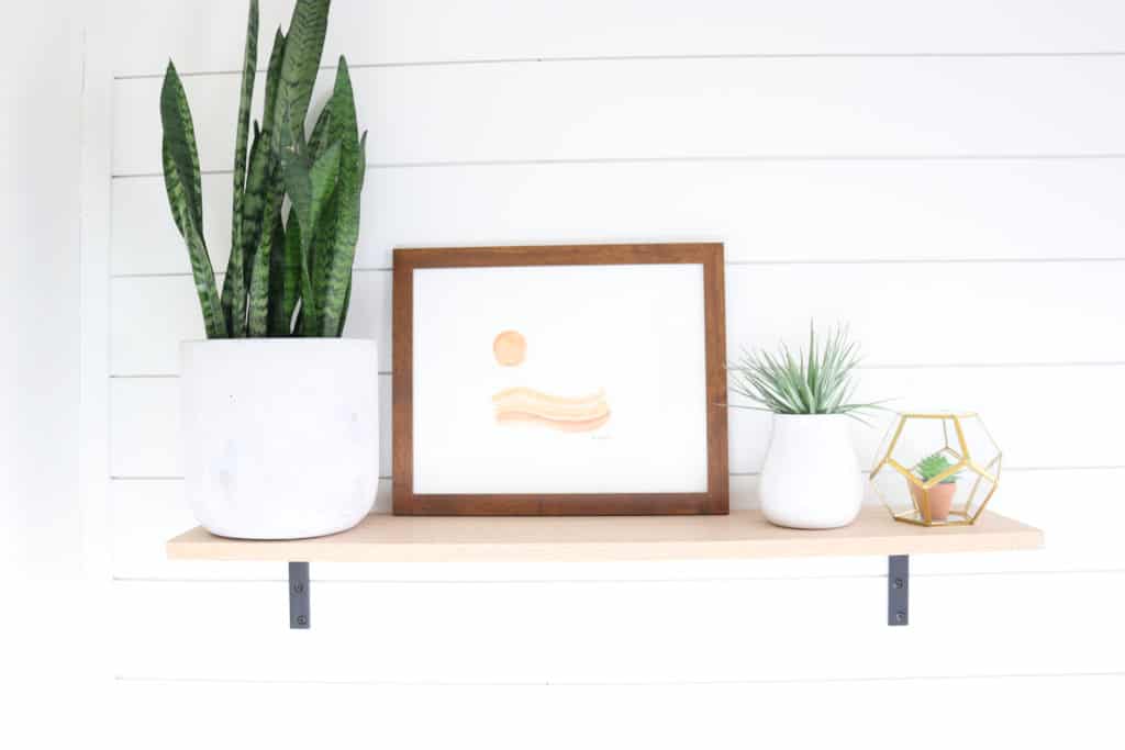 diy shiplap wall with boho decor