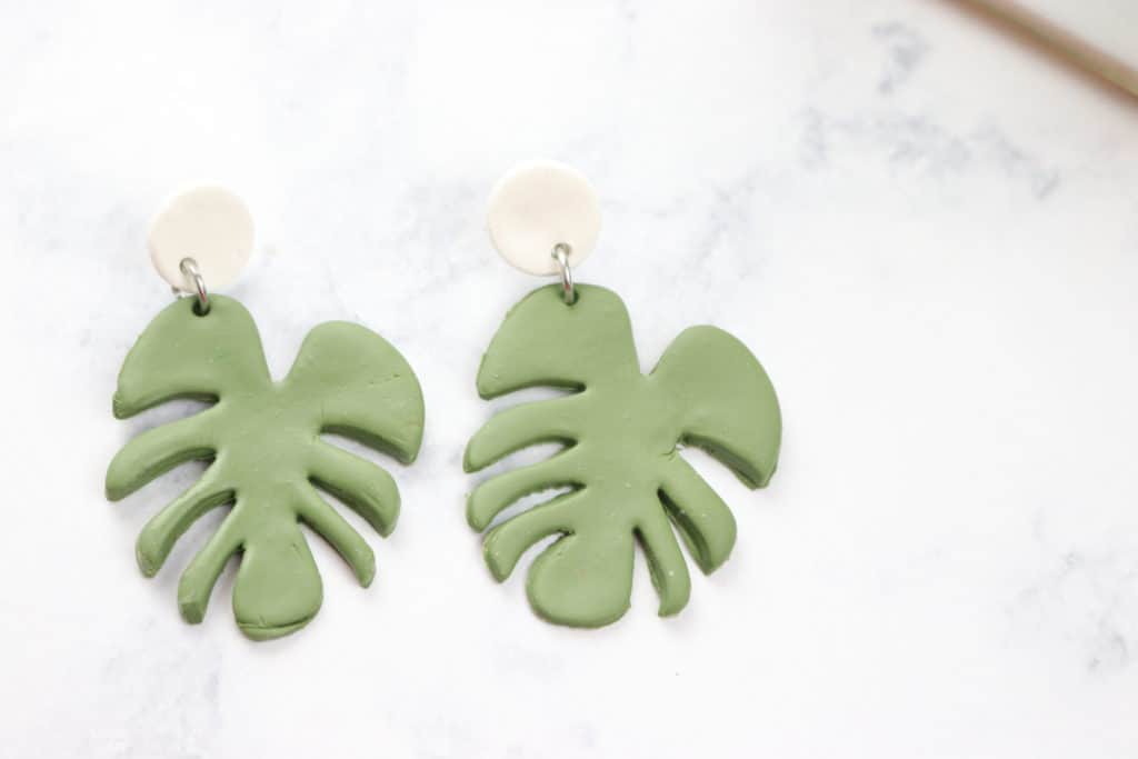 monstera leaf earrings