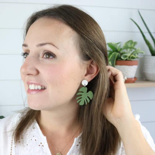 how to make clay earrings monstera earrings