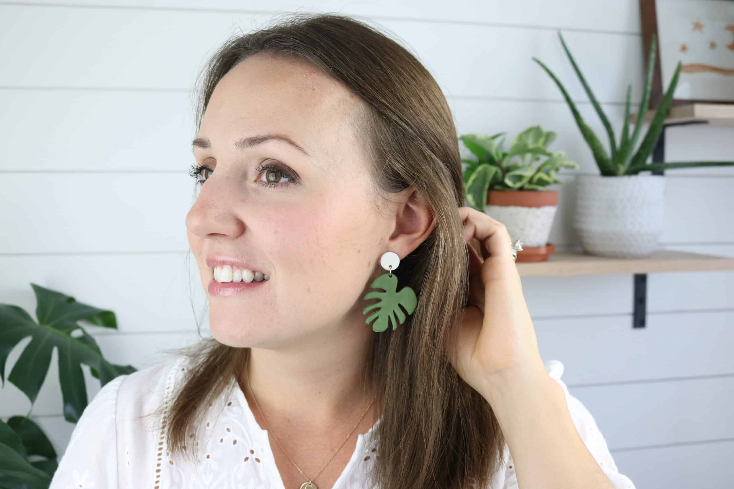 How To Make Clay Earrings - Monstera Leaf Earrings - Raising Nobles