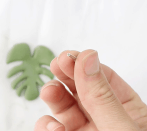 polymer clay monstera earrings